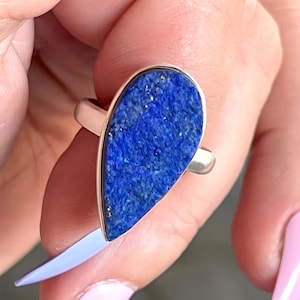 Lapis Lazuli, Rough, Ring, Size 9, In Sterling Silver