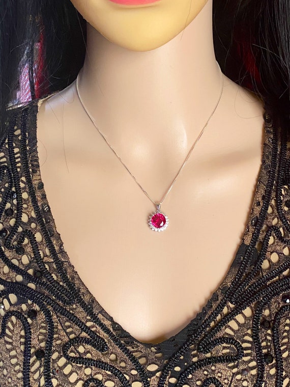 Ruby Pendant Necklace Jewelry In Sterling Silver - Etsy 日本