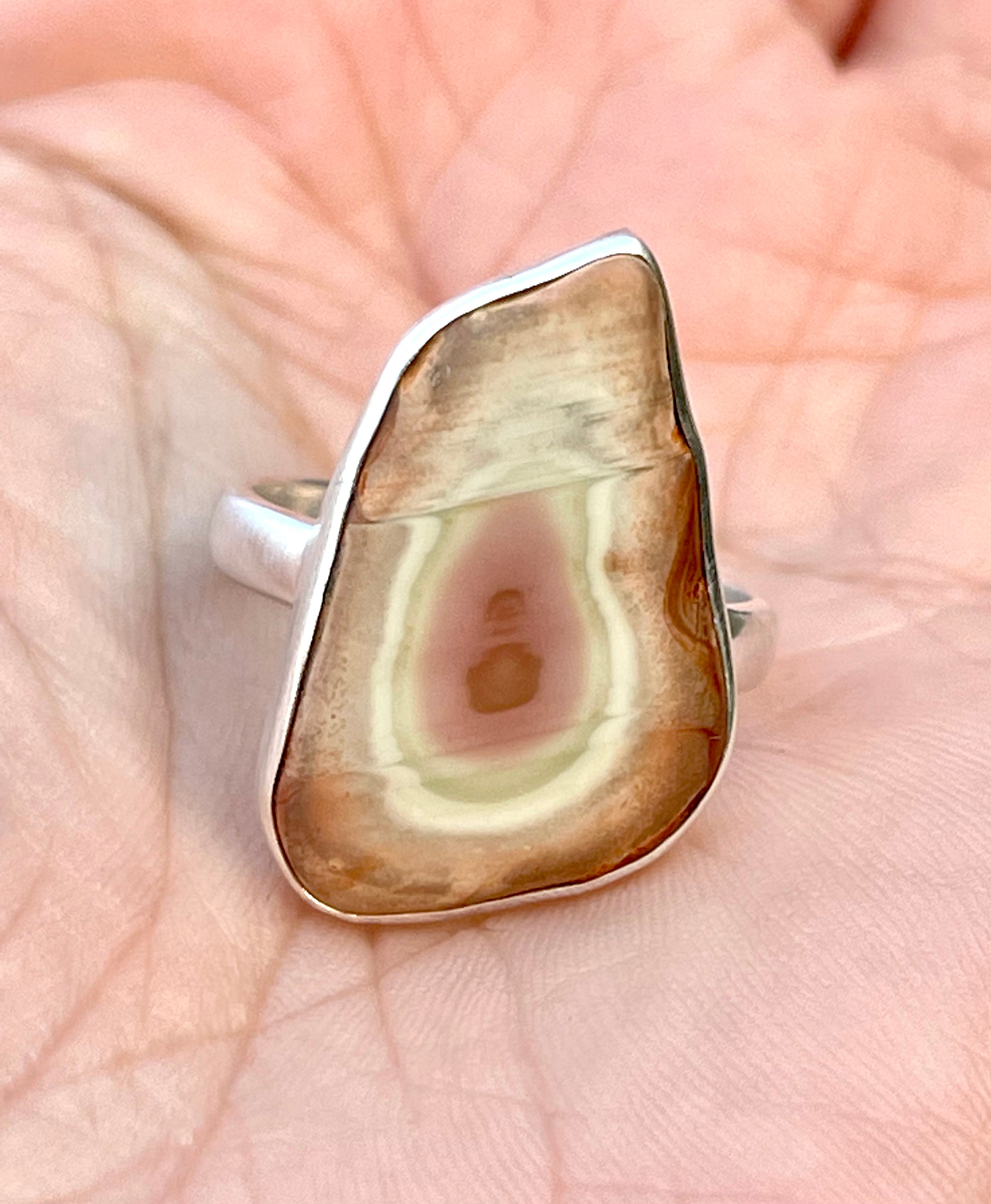 Bague En Jaspe Impérial Et Argent 925 - 29 Cts - Taille US 9 - Unique Et Neuve