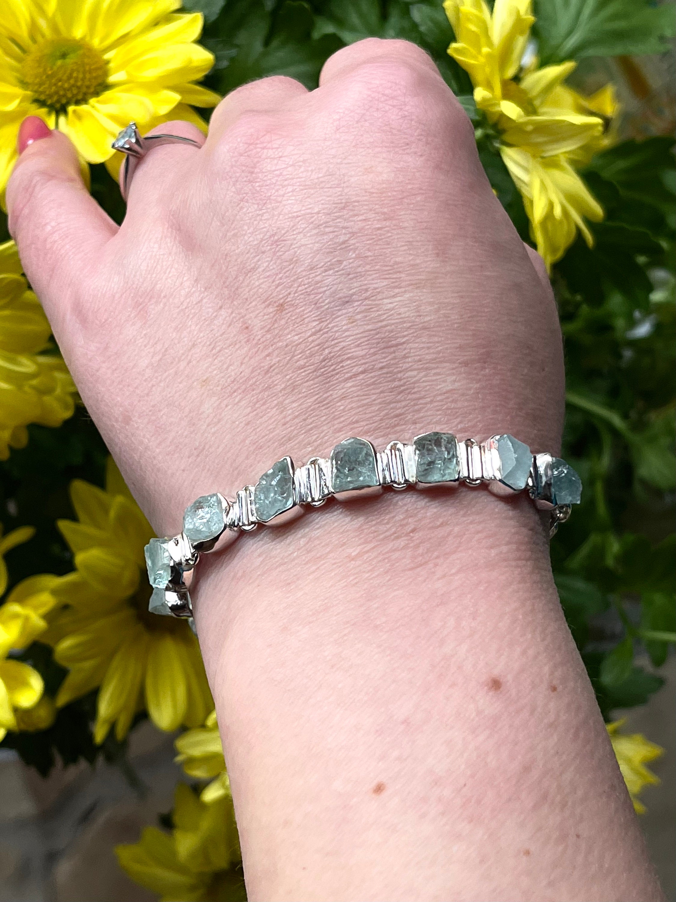 Aquamarine bracelet store sterling silver