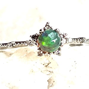 Dainty, Black Opal Ring, Minimalist Black Ring, Size 7
