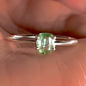 Dainty, Green, Kyanite, Ring, Size 8, In Sterling Silver