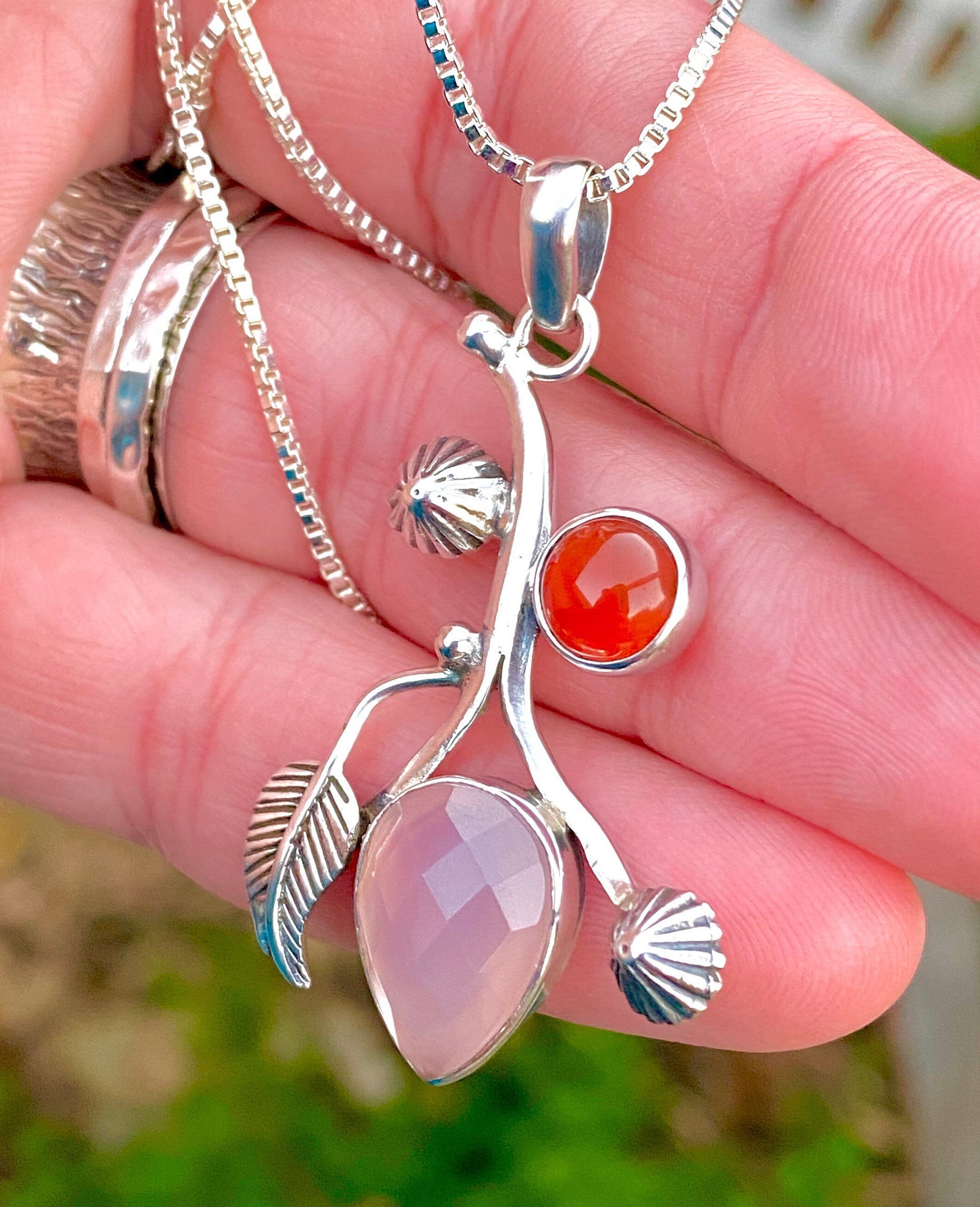 Rose Quartz Carnelian Necklace in 
