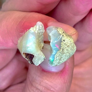 Ethiopian, Opal, Stud, Earrings, Rough, Raw, Opal Studs In Sterling Silver