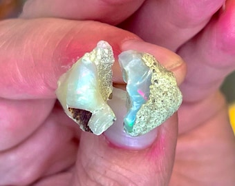 Ethiopian, Opal, Stud, Earrings, Rough, Raw, Opal Studs In Sterling Silver