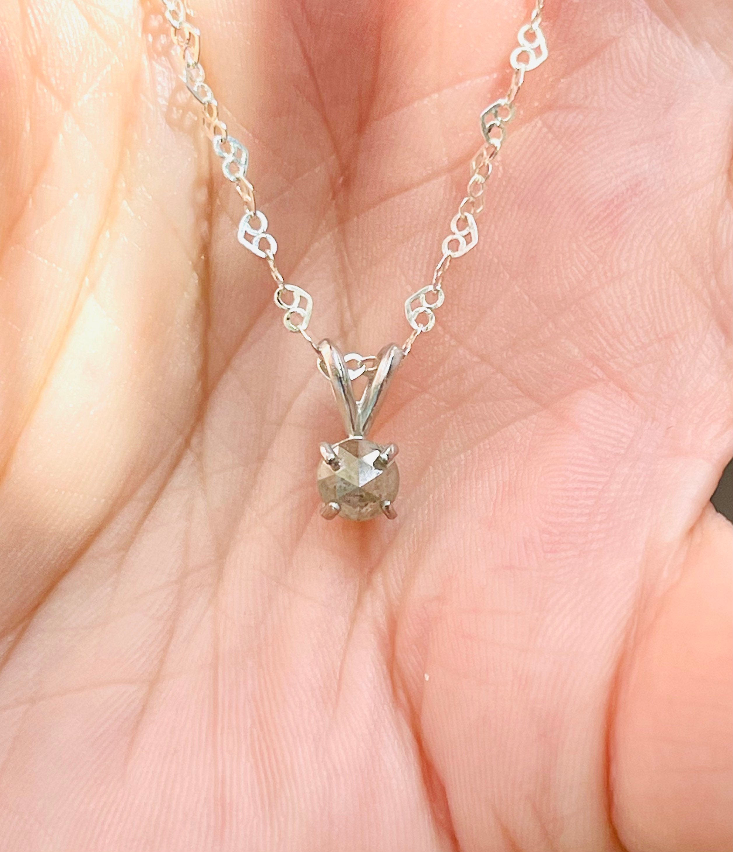 Natural Diamond Pendant Necklace in Sterling Silver Raw Etsy Denmark