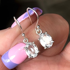 White, Topaz, Earrings, In Sterling Silver