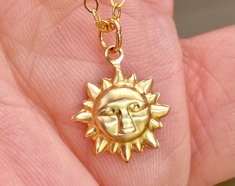 Dainty, Sun Necklace, Gold Filled Celestial Sun Necklace