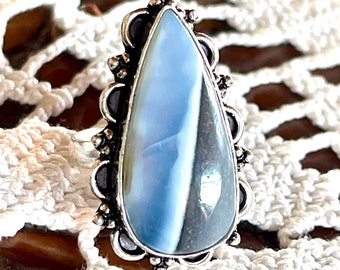 Owyhee, Blue, Opal, Ring, Size 8.5, In Oxidized Silver