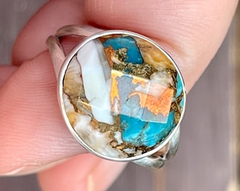 11.00Cts. Cabochon de poire turquoise cuivre huître épineuse naturelle