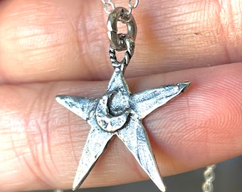 Moon, Star, Sterling Silver, Pendant,Necklace, To The Moon and Back, Celestial, Charm, Jewelry