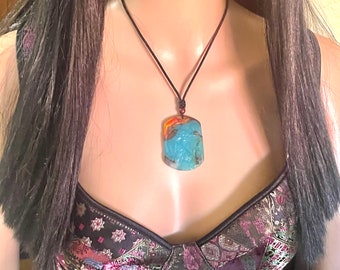 Multi-Color, Carved, Jade, Pendant Necklace In Sterling Silver, Green Orange Jade Necklace