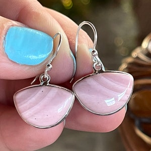 Pink, Opal, Drop, Earrings, In Sterling Silver
