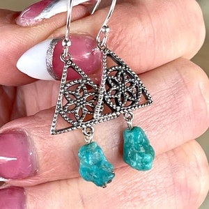 Sleeping Beauty, Turquoise, Earrings, In Sterling Silver