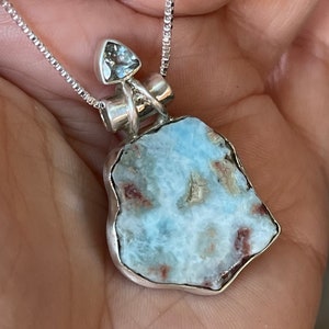 Azul, Larimar, Topázio, Pingente, Colar, Em Prata Esterlina