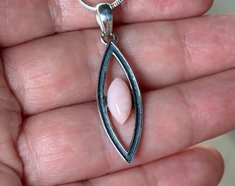 Roze, opaal, hanger, ketting, in sterlingzilver