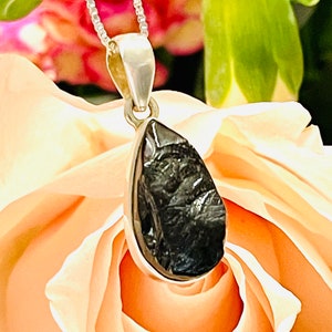 Shungite, Teardrop, Pendant, Necklace, In Sterling Silver