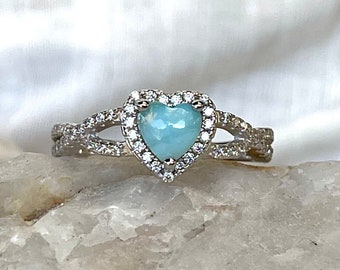 Natural, Larimar Ring, Larimar Engagement Ring, Anniversary Ring