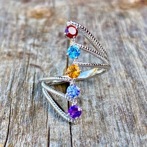 Amethyst, Citrine, Garnet, Tanzanite, Topaz, Ring, In Sterling Silver, Multi-Gemstone Ring, Multi Birthstone Ring