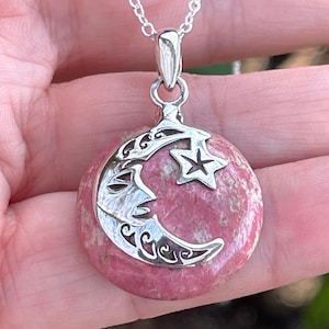 Thulite, Celestial, Pendant Necklace, In Sterling Silver