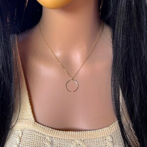 Half Moon, Crescent Pendant Necklace, 14K Gold Filled