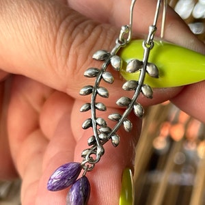 Charoite, Earrings, In Oxidized, Sterling Silver