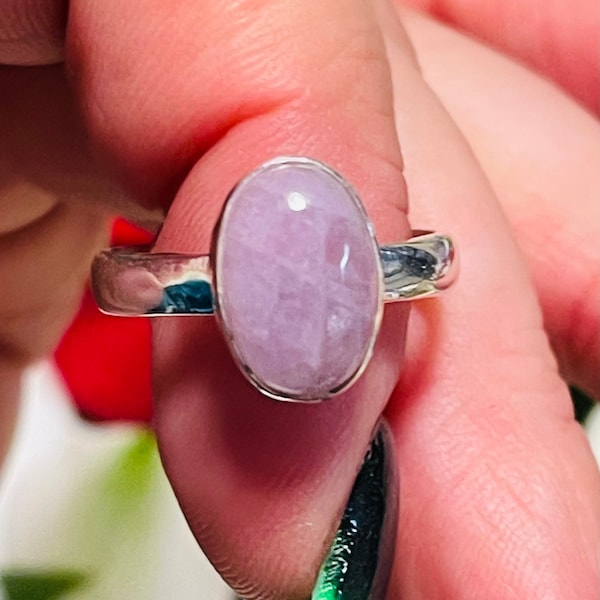 Pink, Kunzite, Ring, Size 8, In Sterling Silver