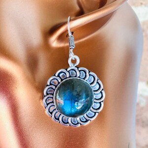 Vintage Labradorite Sterling Silver Earrings