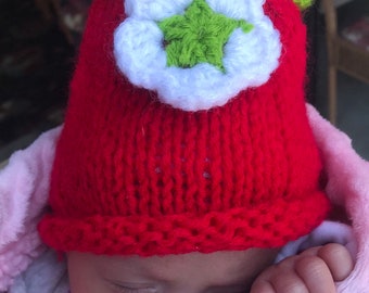 Baby Winter Beanie, Baby Strawberry Beanie, Hat, Headwear