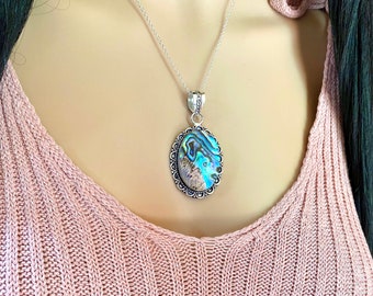 Abalone Shell Necklace, Big, Oval, Abalone Statement Necklace