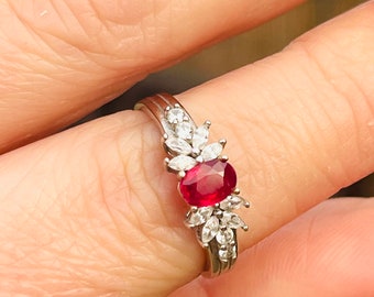 Ruby, Ring, Size 8, Engagement Ring, Ruby Anniversary Ring