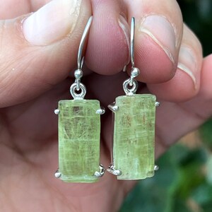 Groen, kyaniet, oorbellen, van 925 sterlingzilver