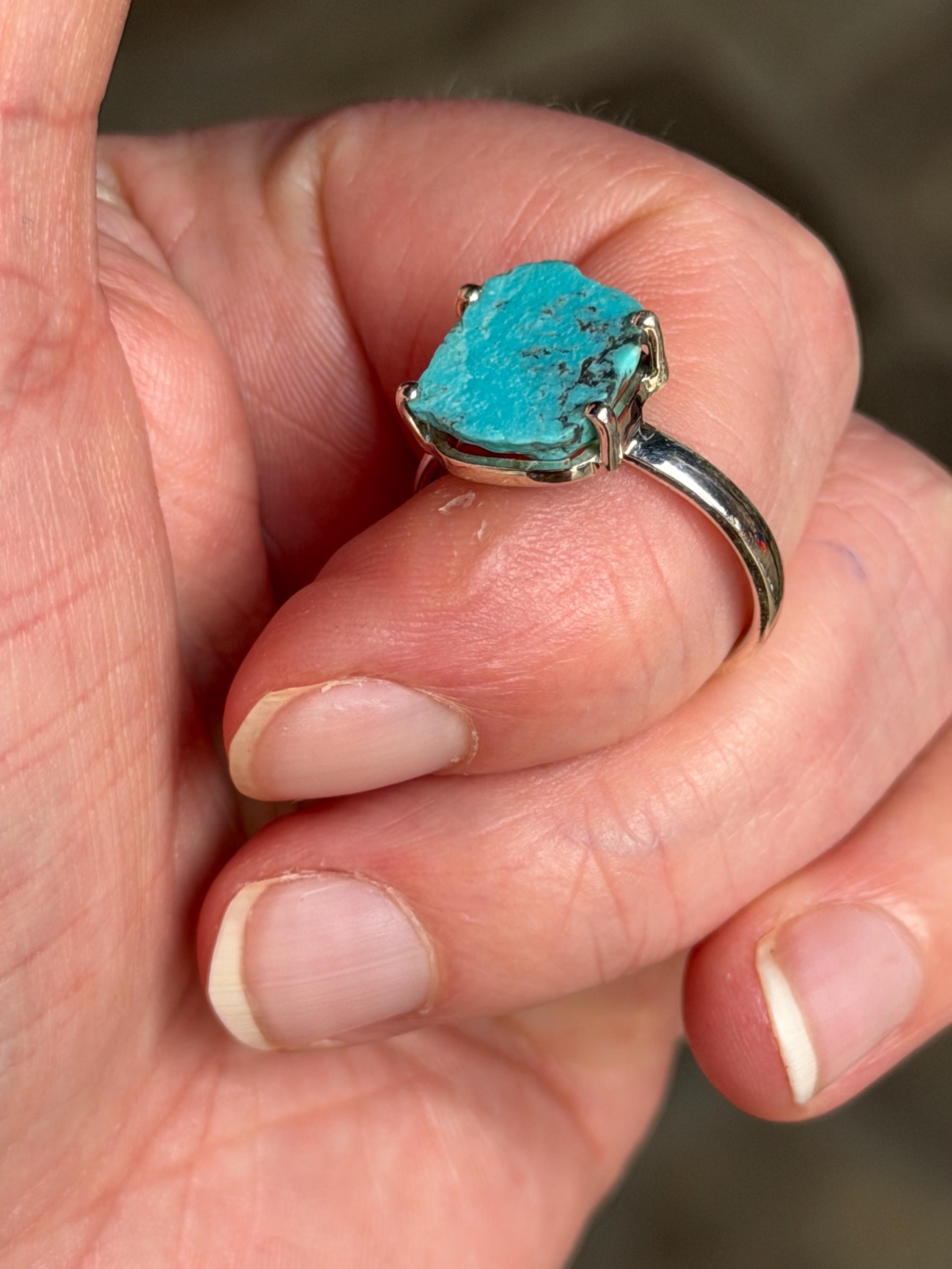 Sleeping Beauty, Turquoise, Ring, Size 9, in Sterling Silver - Etsy