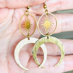 Brass, Statement, Earrings, Celestial, Earrings