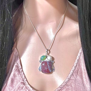 Bloodstone, Pearl, Chalcedony, Pendant Necklace, Bloodstone Necklace
