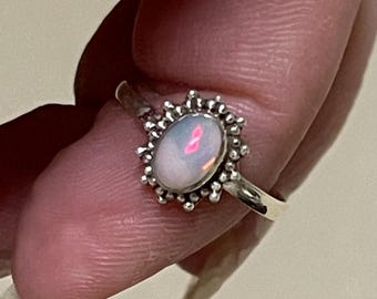 Ethiopian, Opal, Ring, Size 6.5, In Sterling Silver, Dainty
