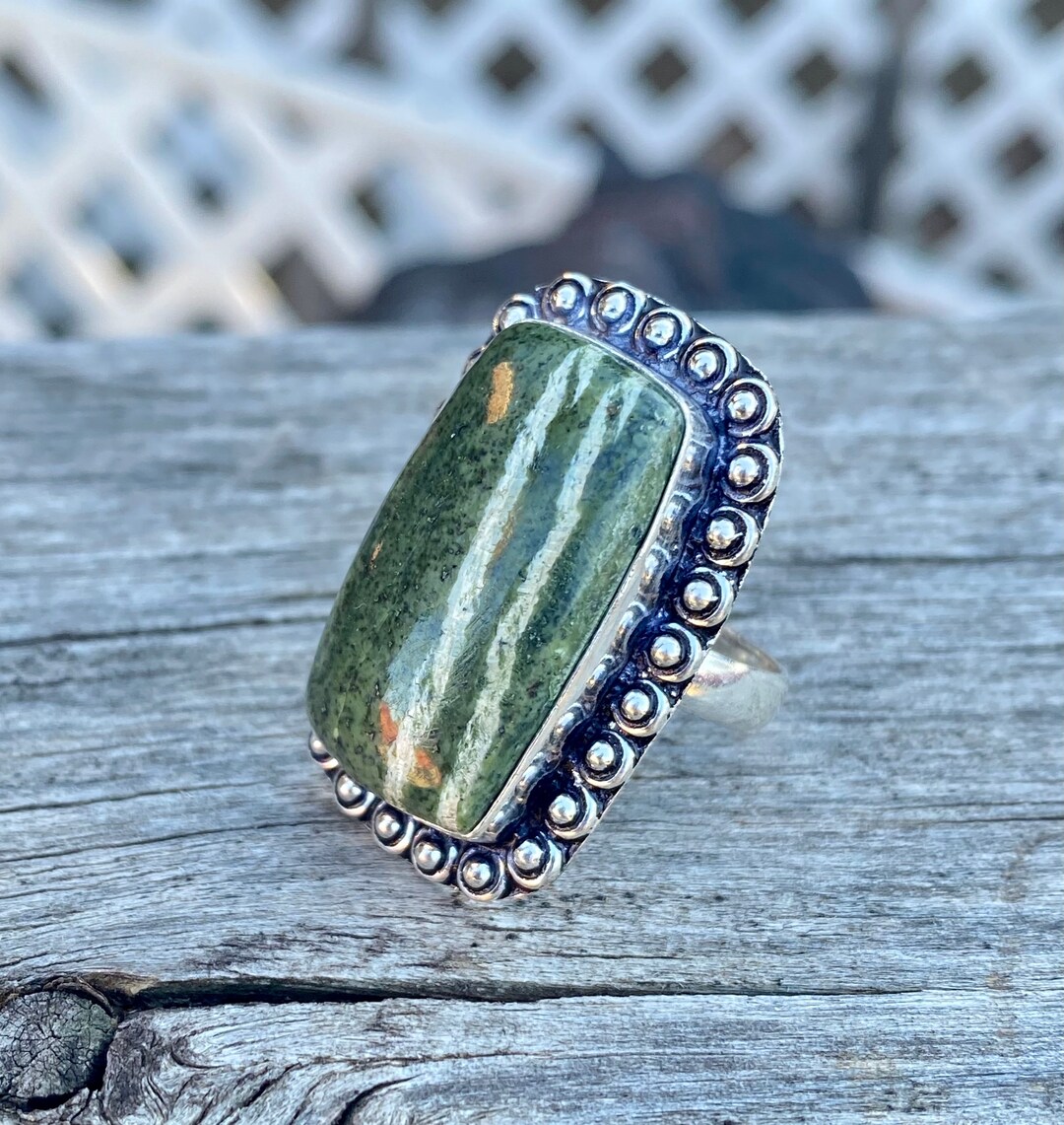 Silver Line, Jasper, Ring, in Oxidized Silver, Size