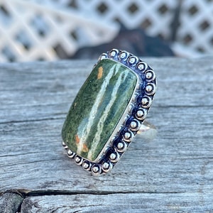 Silver Line, Jasper, Ring, In Oxidized Silver, Size 8.75