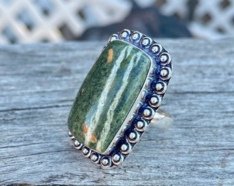 Silver Line, Jasper, Ring, In Oxidized Silver, Size 8.75