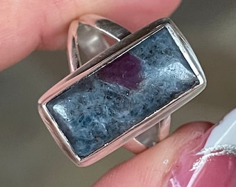 Ruby, Kyanite, Ring, Size 10, In Sterling Silver, Ruby In Kyanite