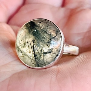 Prehnite, Ring, In Sterling Silver, Size 8.75