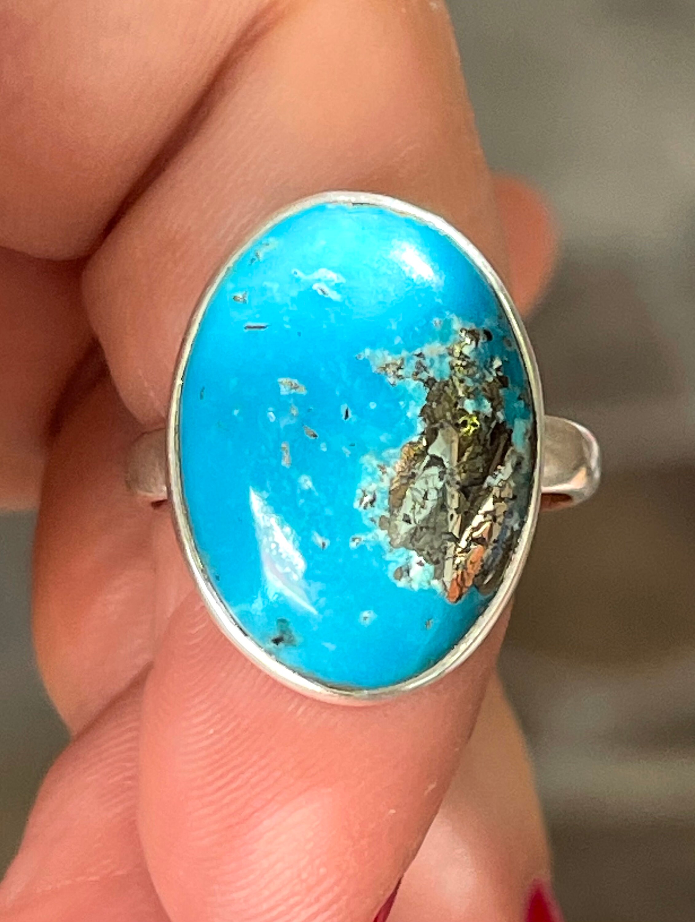 Persian, Blue, Turquoise, Ring, Size 8.5, in Sterling Silver - Etsy