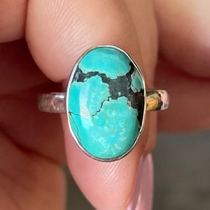 Spiderweb, Turquoise, Ring, Size 9, In Sterling Silver