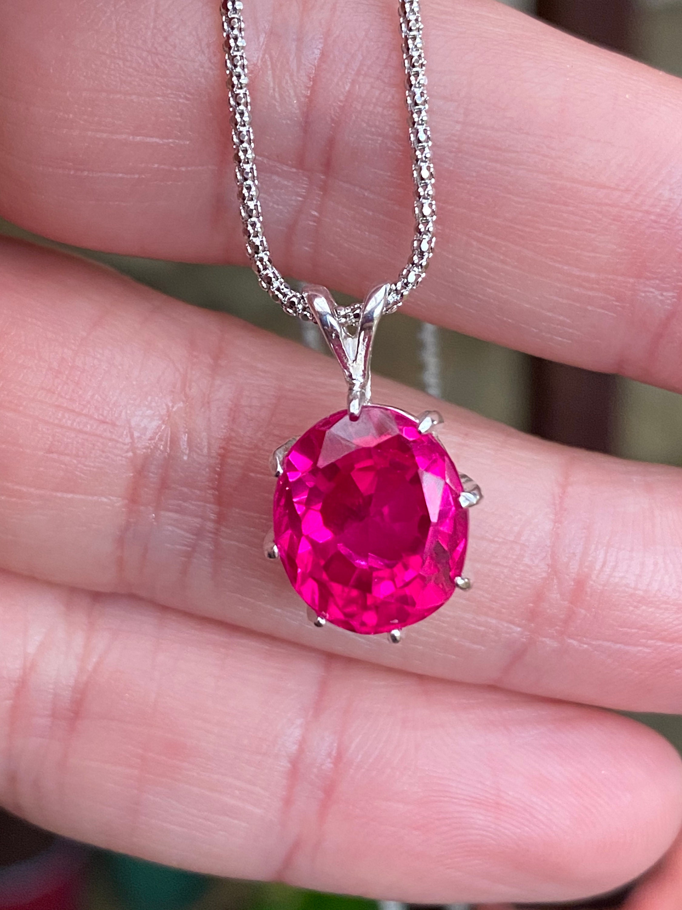 9.00-Carats Natural Ruby Pendant Necklace In Sterling Silver | Etsy