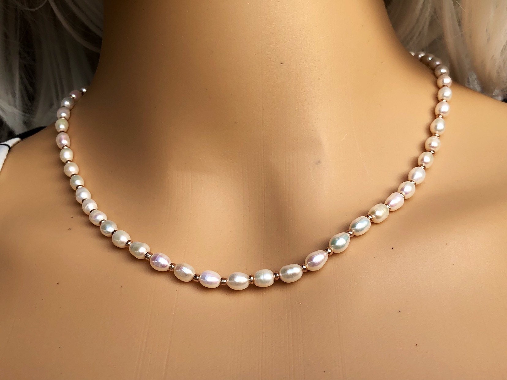 スターリングシルバー淡水真珠ネックレス - Etsy 日本
