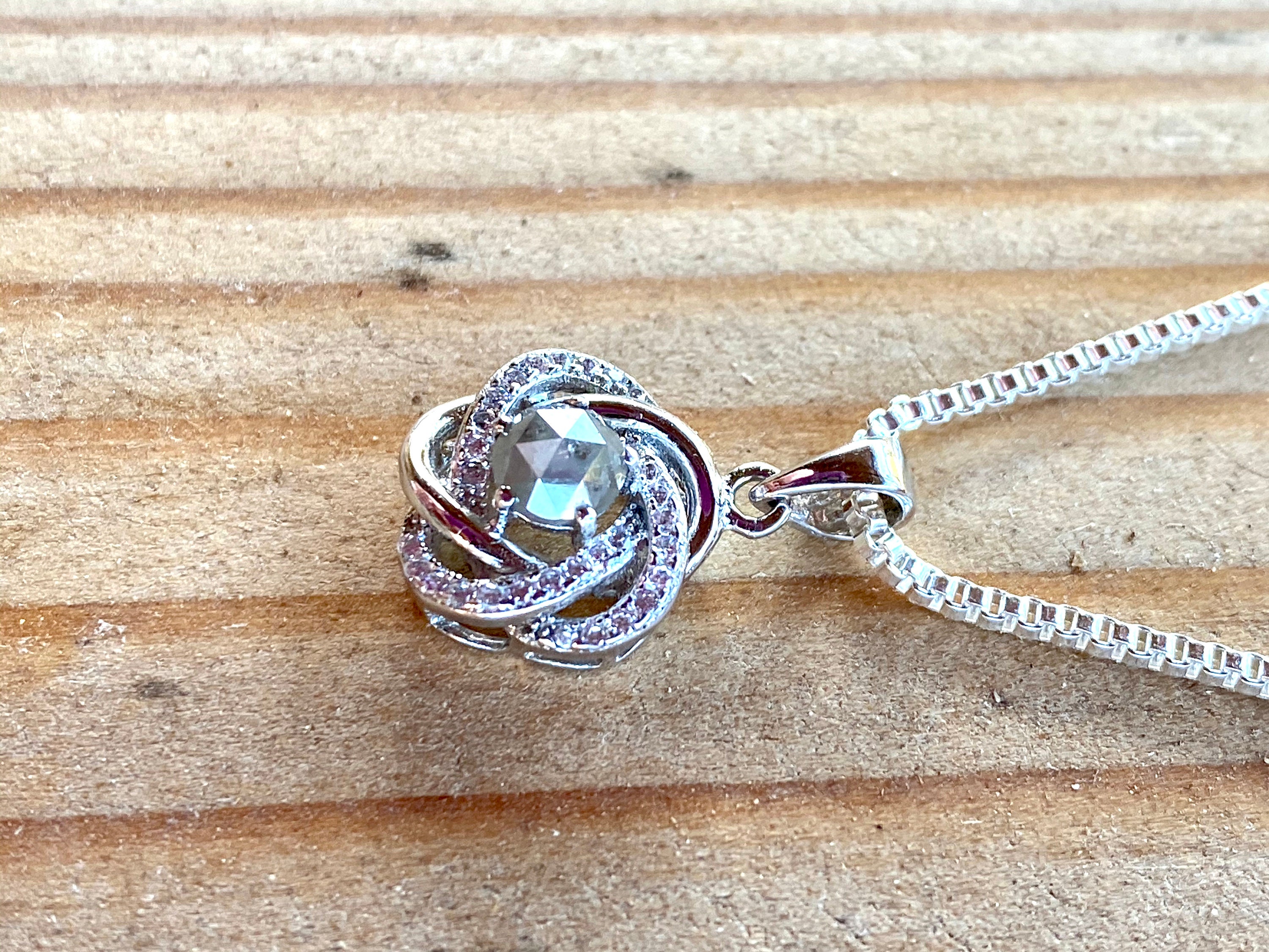 Natural, Diamond, Pendant Necklace in Sterling Silver - Etsy
