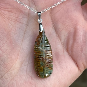 Carved, Green, Opal Pendant Necklace In Sterling Silver