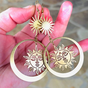 Celestial, Statement, Brass, Earrings, Goddess Earrings, “Novum”