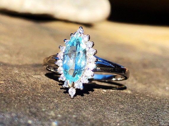 Natural Brazilian Aquamarine Ring in Sterling Silver Etsy UK