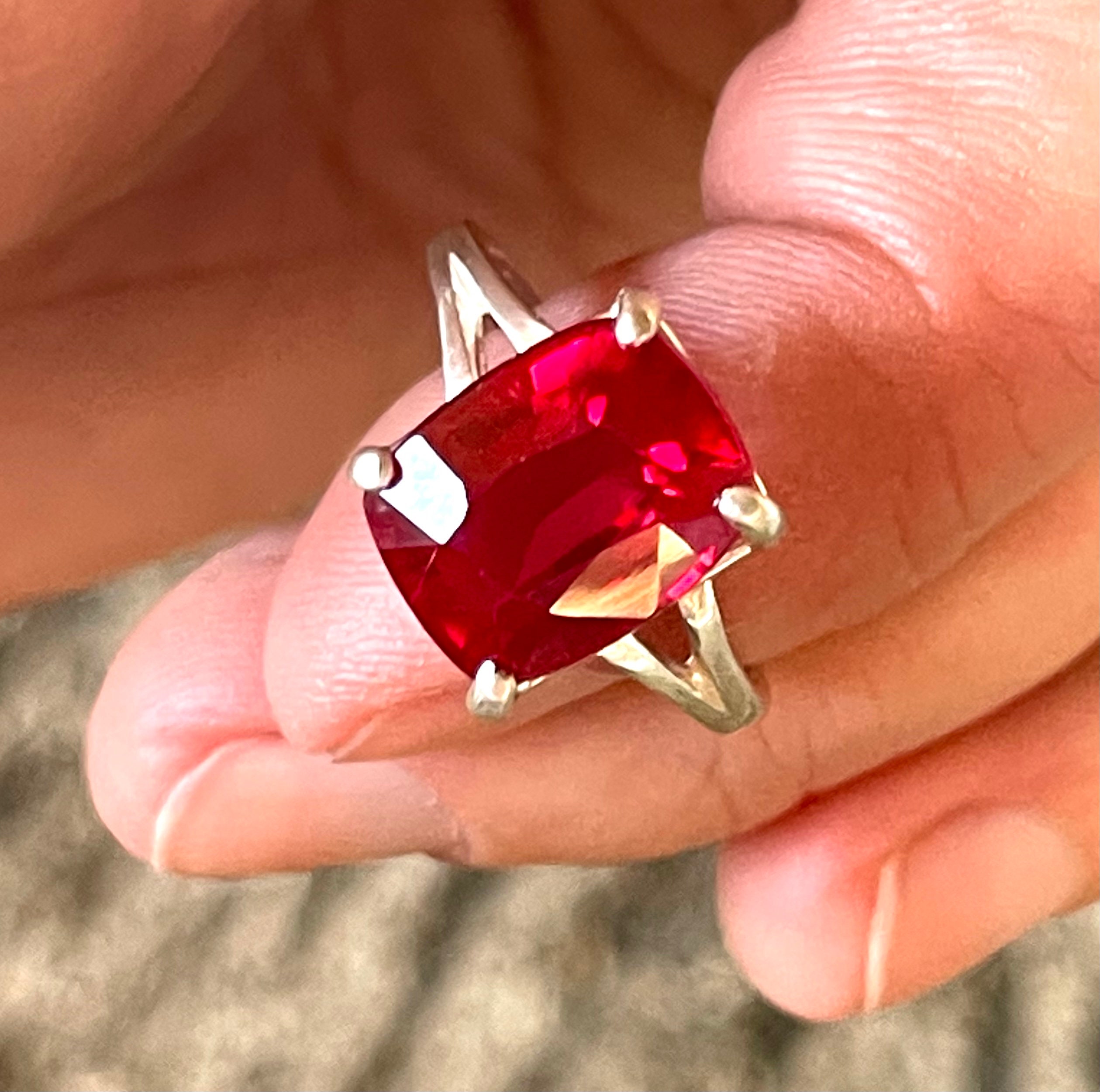 8 CTTW, Natural, Red, Ruby, Ring, Size 7.5, in Sterling